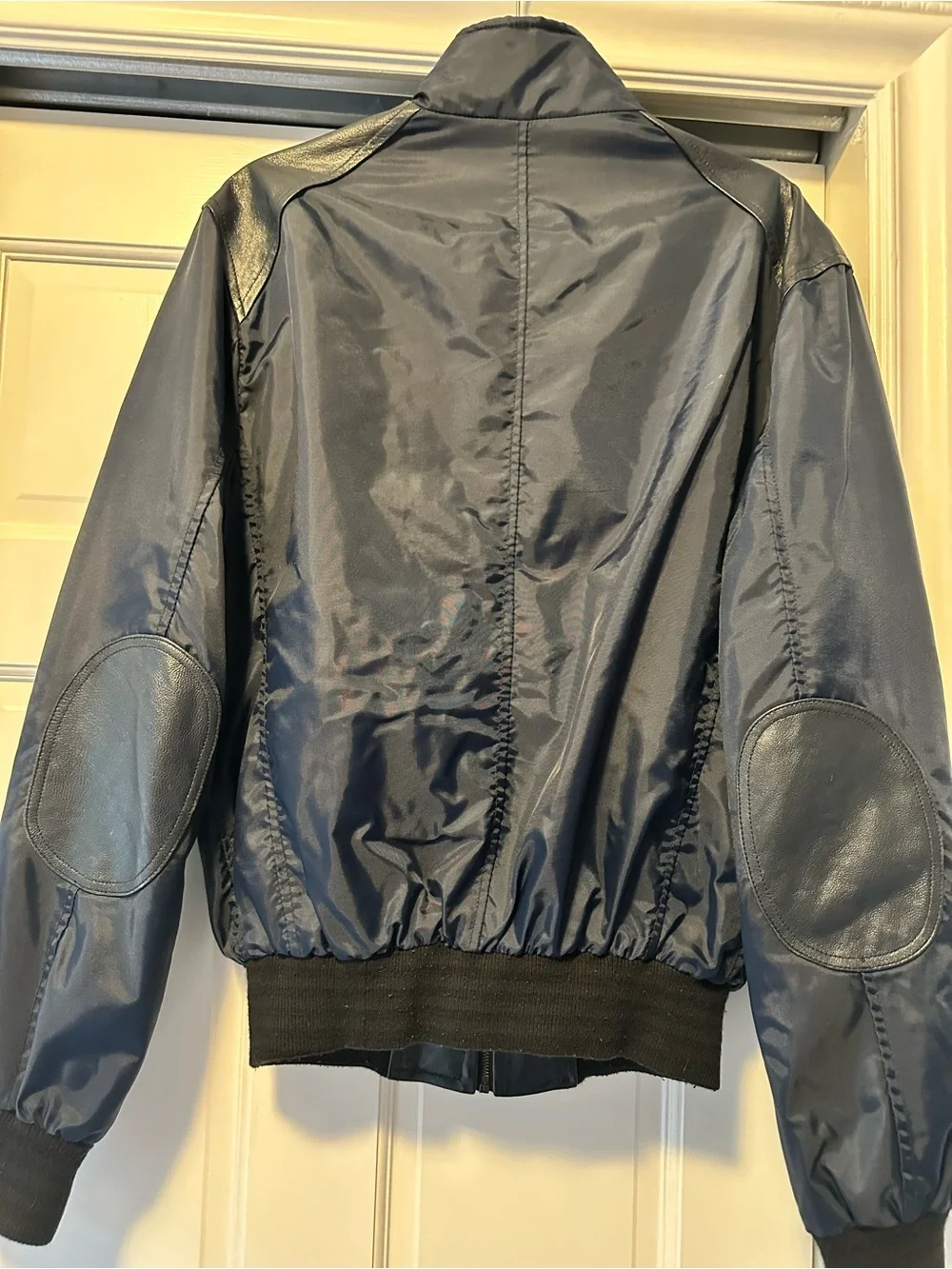 Made in Italy 🇮🇹 Men's Navy Bomber Jacket with leather Trim